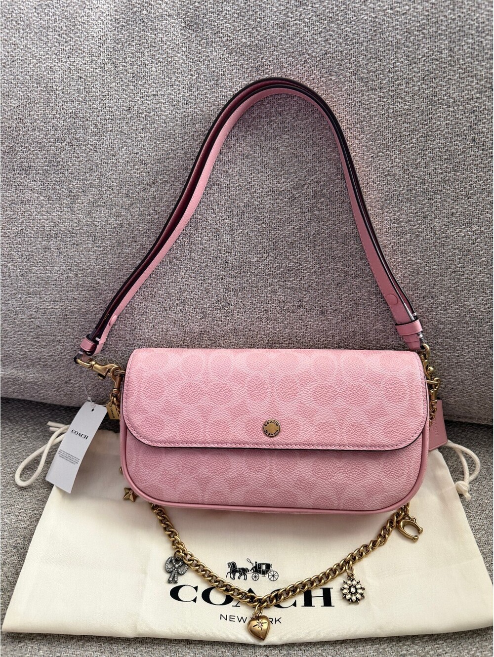 NWT Coach Brook Bag Powder Pink Signature Canvas CFW46